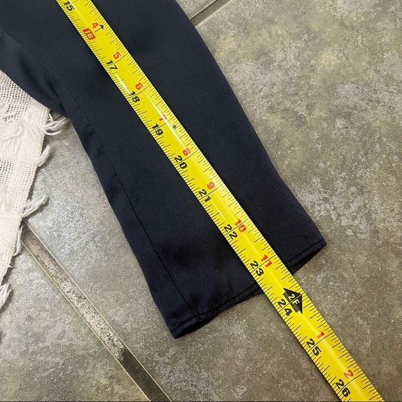 FRAME Denim Felicity Silk Mock Neck Keyhole Button Front Blouse Top Navy Sz S - Picture 12 of 12